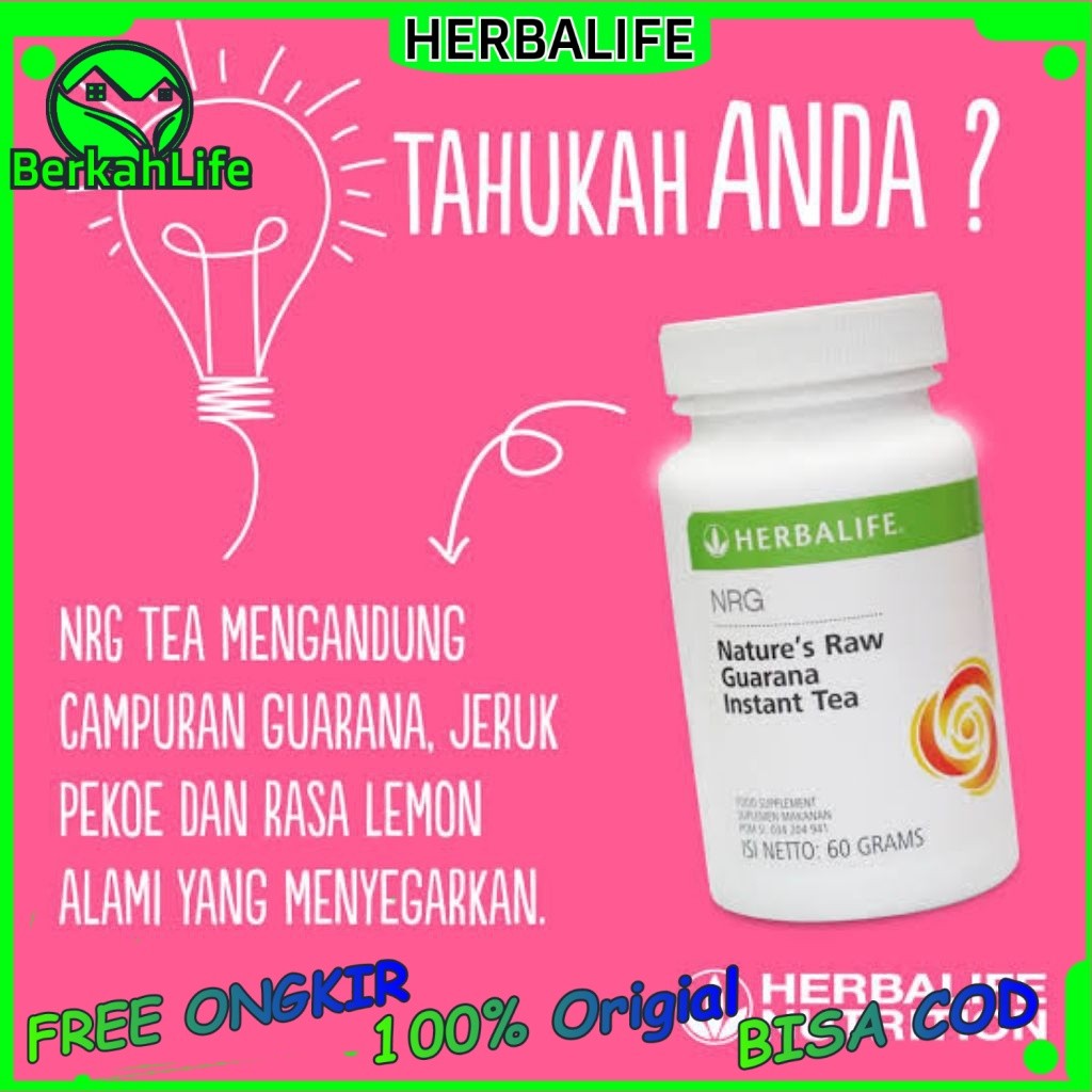 Herbalife NRG Tea Herbal Teh Nrg Herbalife Pembakar Lemak Penambah Stamina 100% Original Teh Penamba