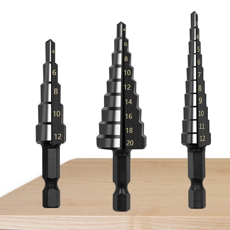 Mata Bor Pagoda 3 PCS Spiral Drill Bit HSS Titanium Coated 20mm 3mm 4mm NITVIA - NT-3