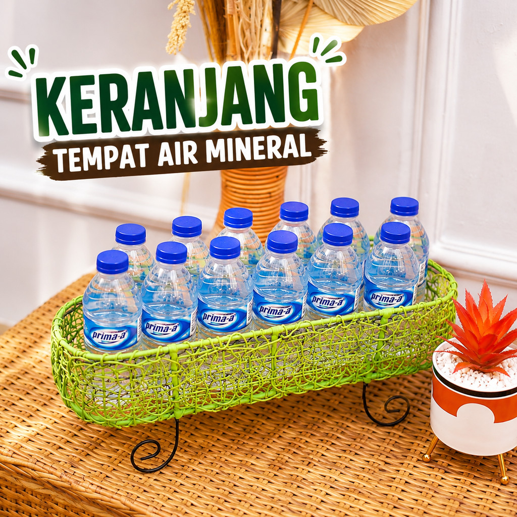 Keranjang Aqua Gelas Mineral Rotan Sintetis Untuk Wadah Air Mineral Botol Penyajian ke Tamu