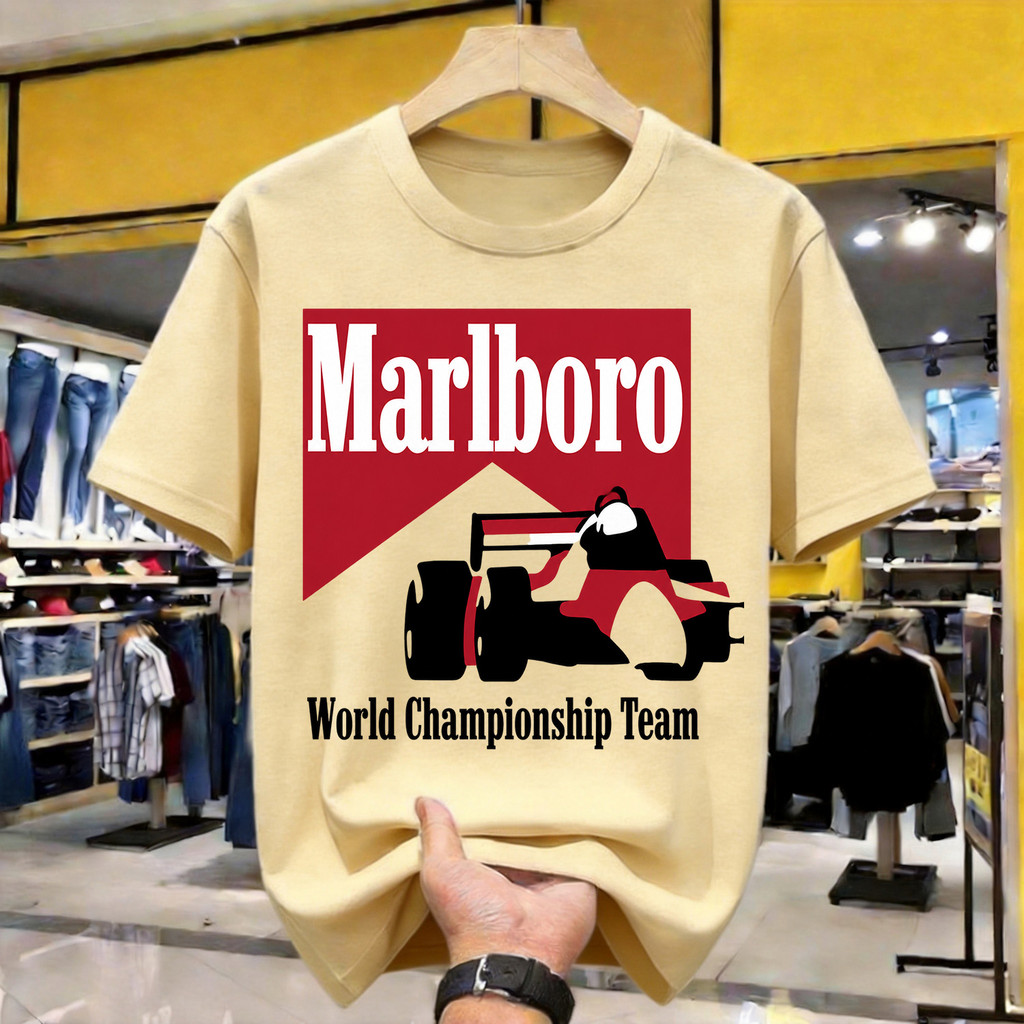 Marlboro Racing Team Print Kaos Polos Katun Premium Tebal 210GSM Original Indonesia Size Lengkap Loo