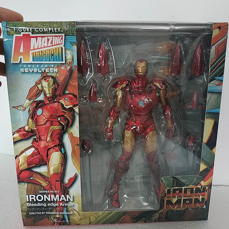 Amazing Yamaguchi Revoltech No.013 Iron Man MK37 Bleeding Edge Armor Action Figure Collectable Model