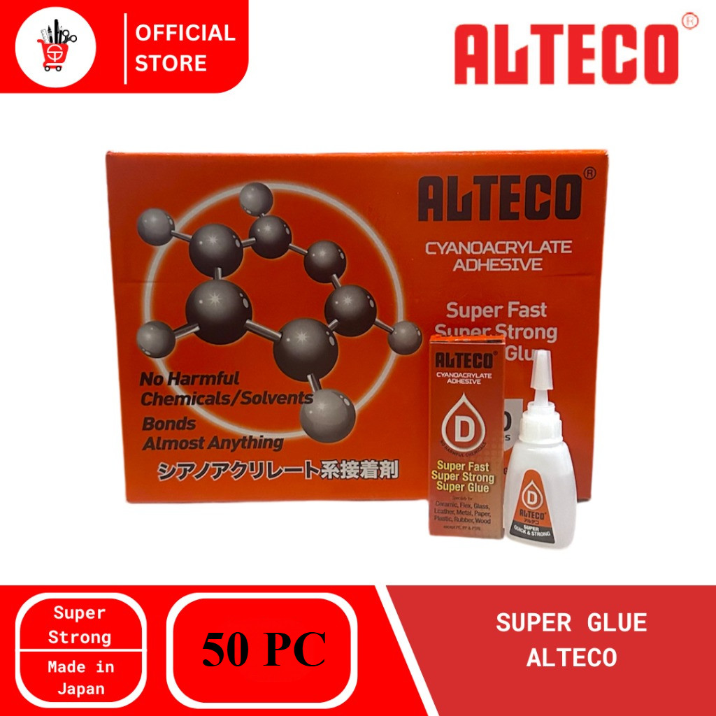 (1 Box) Lem Alteco Type D Oranye 20 gr Original Asli Jepang Premium Anti Kering Tahan Lama I Super G