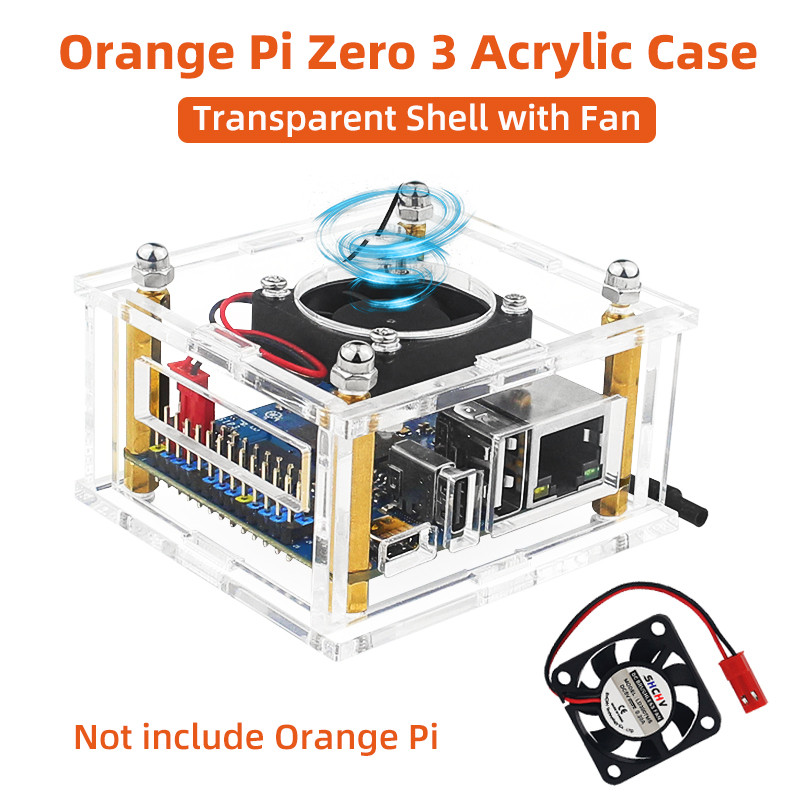 Orange Pi Zero 3 Acrylic Case Optional Cooling Fan Heatsink Active Passive Cooler Transparent Shell 