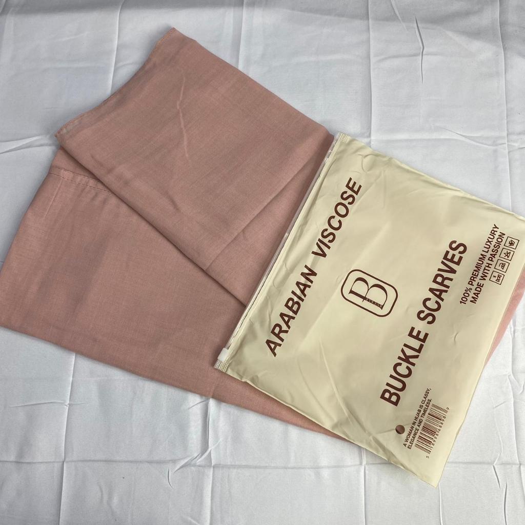ARABIAN VISCOSE kerudung/jilbab pashmina viscose by BUCKLE SCARVES ukuran 75x175 logo tepijahit