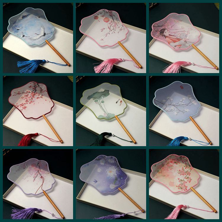 Kipas Bulat Sutra Feixian Gaya Cina Cheongsam Kipas Lotus Crane Kipas Bulat