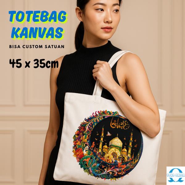 VendorTasJogja Totebag  Landscape Kanvas Putih 45x35 Cm Premium Bisa Custom Satuan Ringan Kuat Styli