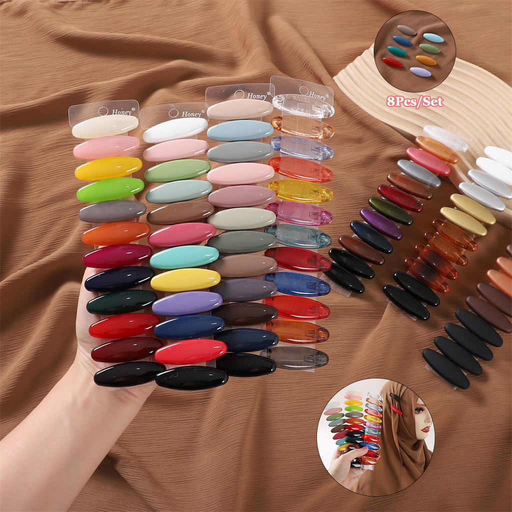 8Pcs/Set Jarum Pentul Plastik Warna Permen, Peniti Kepala Datar Aman untuk Syal & Kerudung