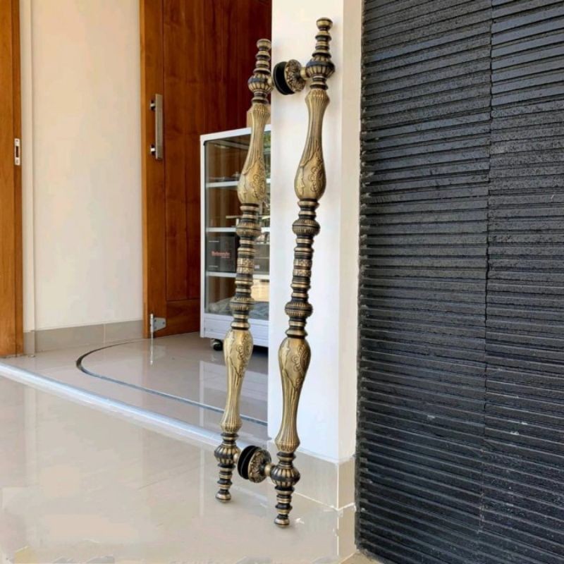 Handle Pintu Rumah Gagang Pintu Tarikan Pintu Kuningan Mewah Motif Bintang 100 cm Antik