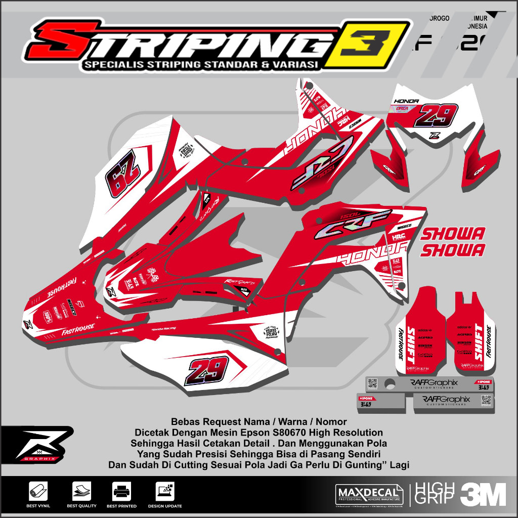 Decal Crf 150 Merah Putih / Custom Full Decal Crf 150 / Crf Supermoto