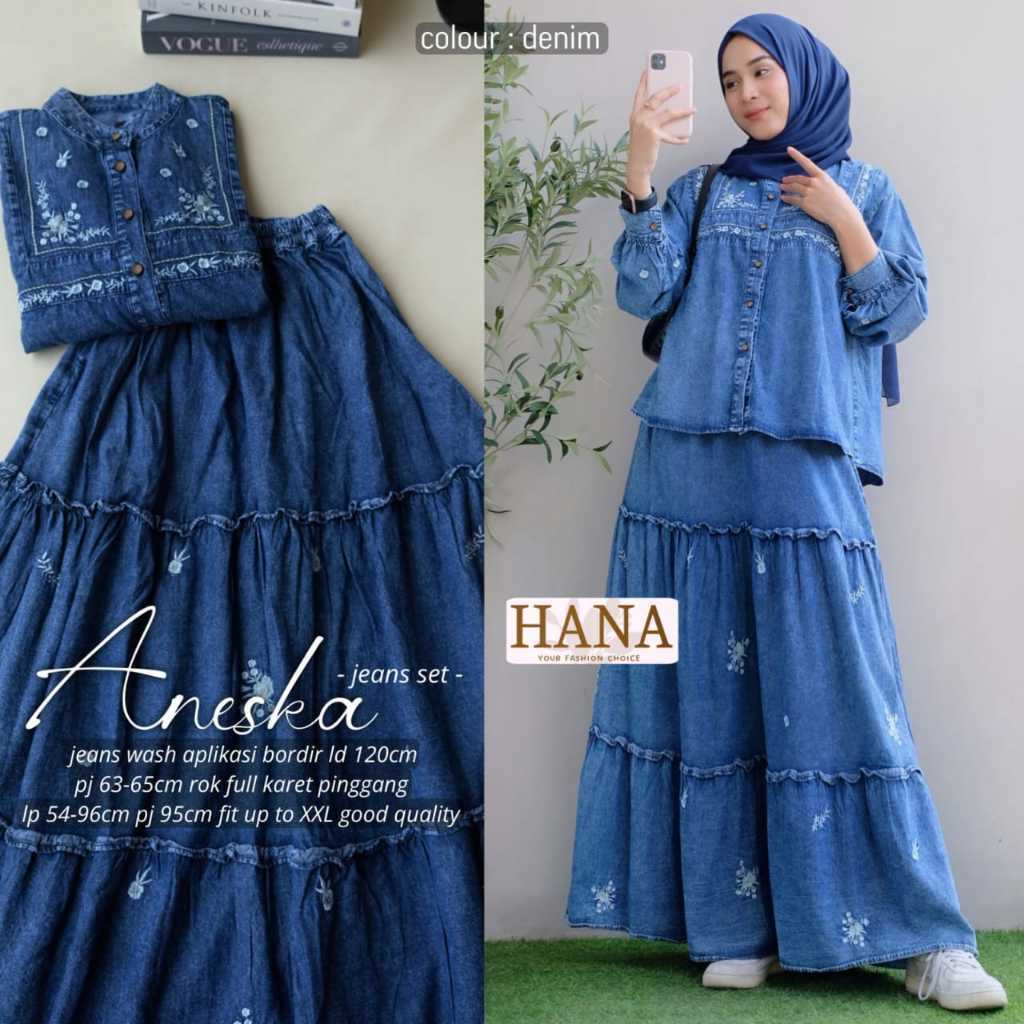 1412     ANESKA JEANS SET by hANA FASHION