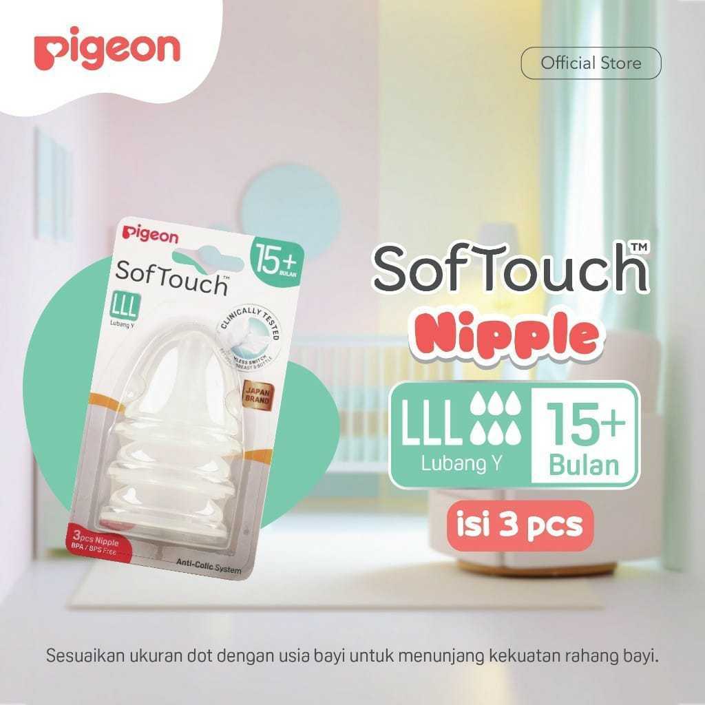 PIGEON -SOFTOUCH WIDE NECK NIPPLE - LLL (3PCS)