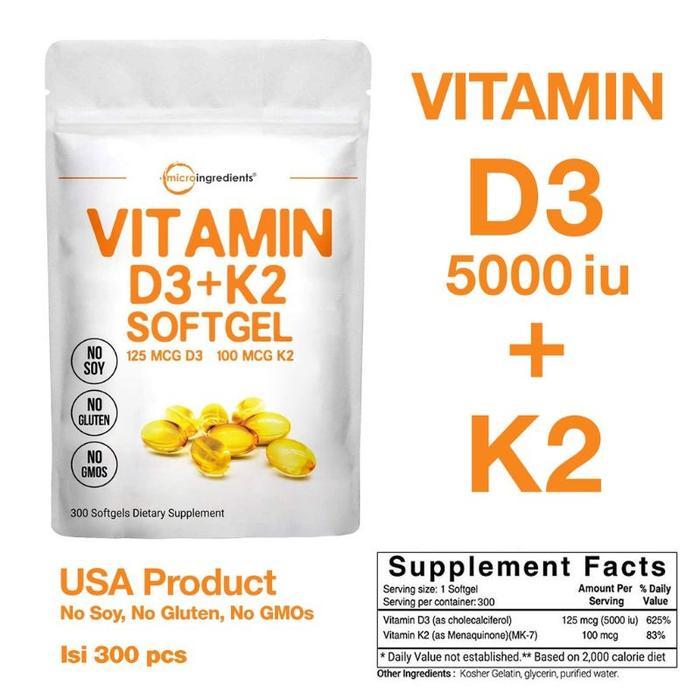 MicroIngredients D3 K2 Vitamin Original USA 300 Softgel Asli