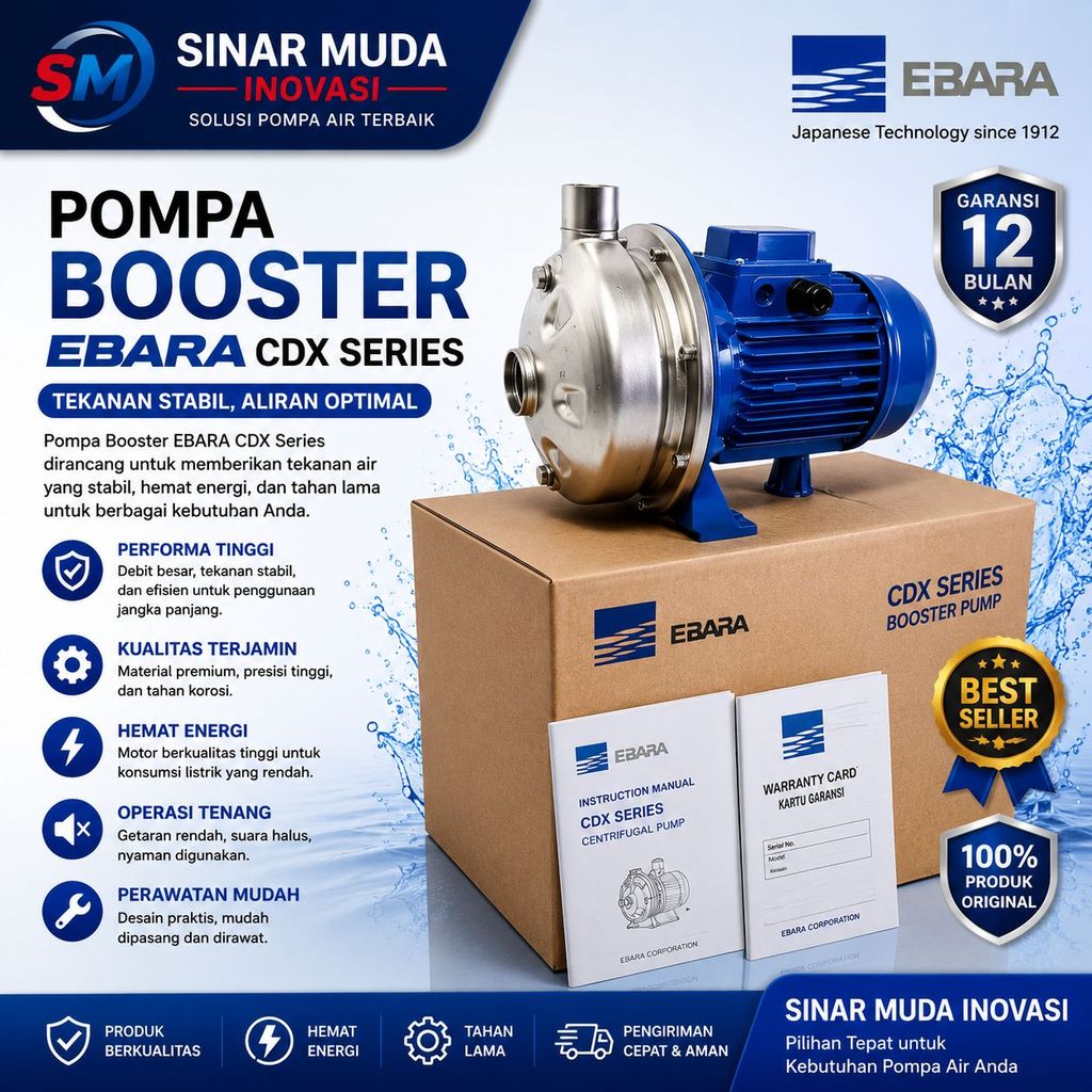 Pompa Ebara CDX 200/20 2HP Pompa Booster Ebara Stainlees CDX 200/20