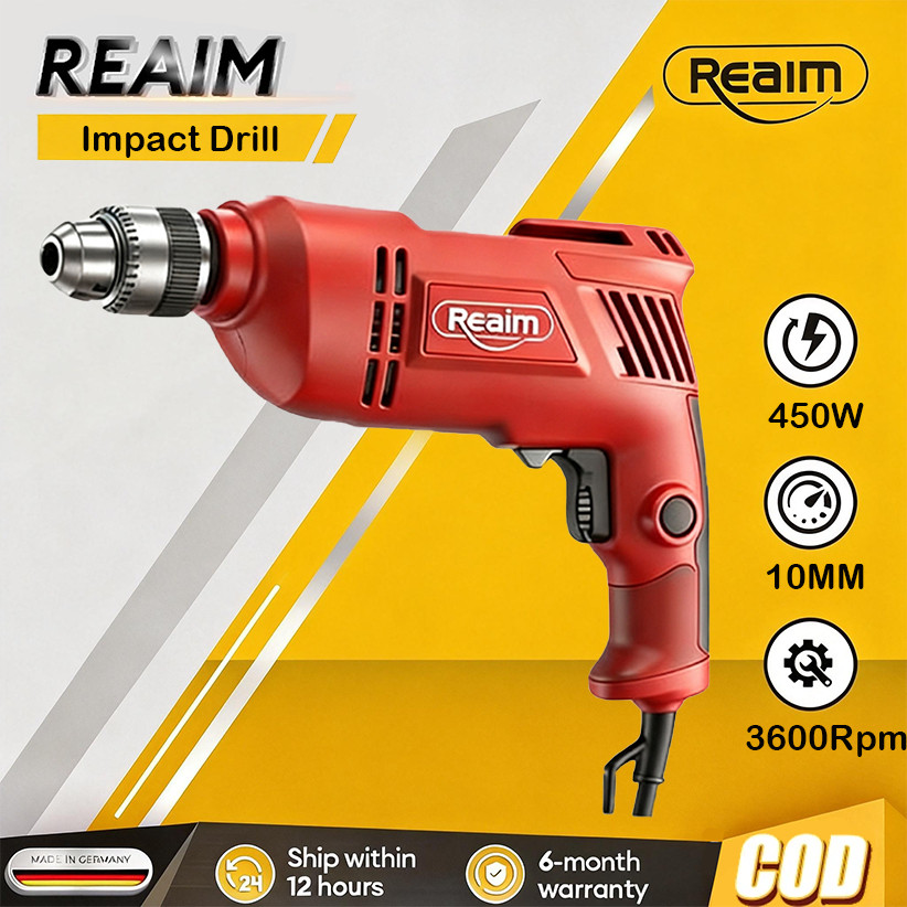 WOKER.ID Reaim Bor Impact Bor Modern 10mm Bolak Balik Bor Listrik Modern Alat Bor Bor Beton Mesin Bo