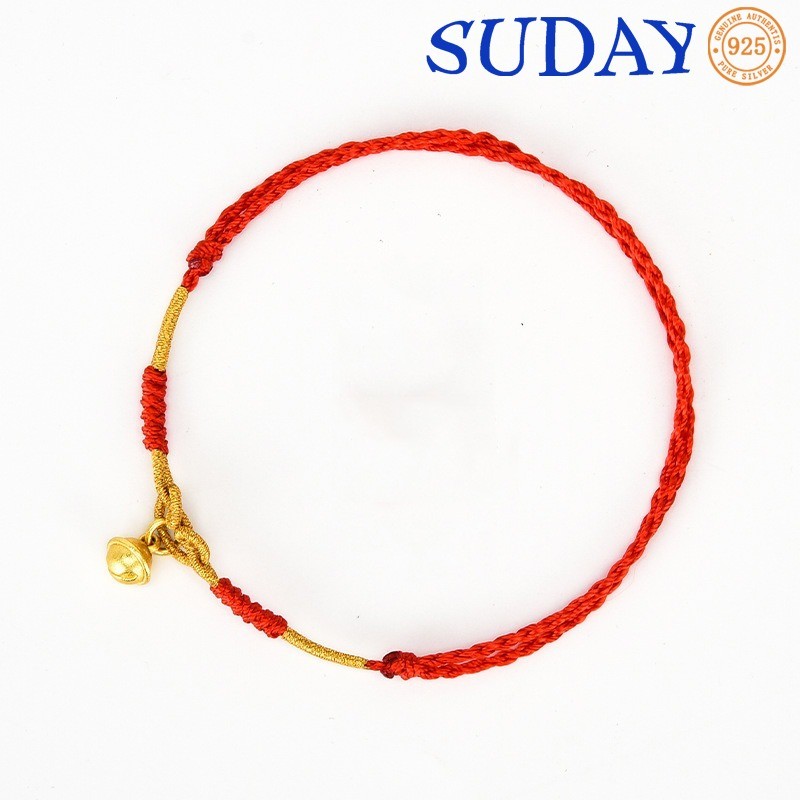 SUDAY Gelang Kaki Lonceng Emas Anyaman Tangan Tali Kaki Transfer Yang Berdering Setiap Langkah