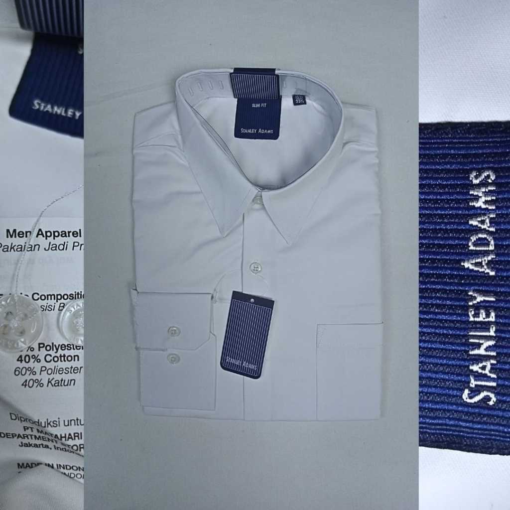 STANLEY ADAMS Kemeja Formal Pria Lengan Panjang Putih Polos Slimfit  / Hem Pria / Jas