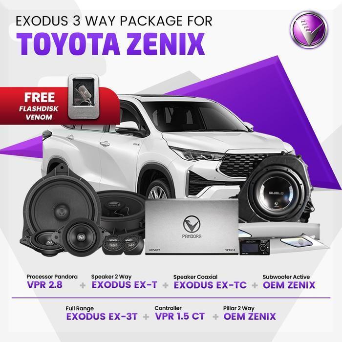 PANDORA Paket Exodus 3 Way Audio Mobil Venom for Toyota Zenix Plug N Play Processor VPR 2.8 Speaker 
