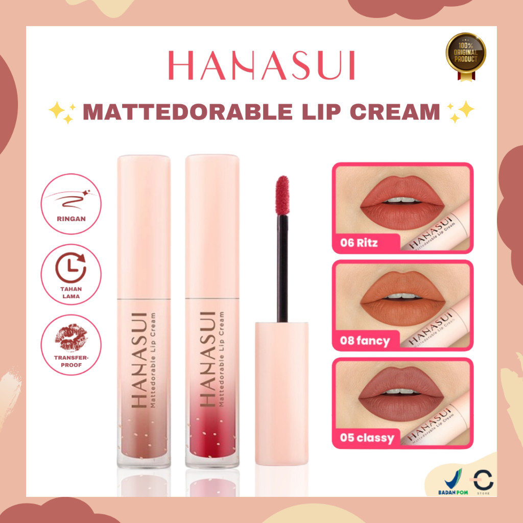 [ORI BPOM] HANASUI Mattedorable Lip Cream 4gr | Lipcream Liptint Lipstick Cair Matte