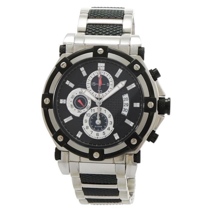 Jam Tangan Watch Marcopolo G 9828 Chronograph Stopwatch Stainless Steel Waterproof - Silver, Pria 55
