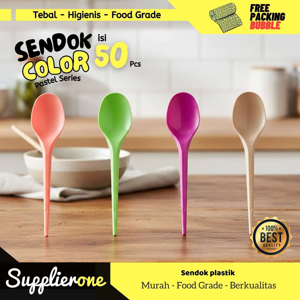 Sendok Plastik Warna Warni / Sendok Plastik 50pcs / Sendok Plastik  / Sendok Warna Pastel