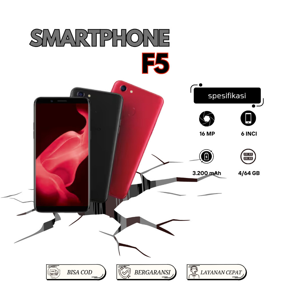 HP OPPO F5 4/64 GB KAMERA 16MP+20MP GARANSI 1 TAHUN ORIGINAL