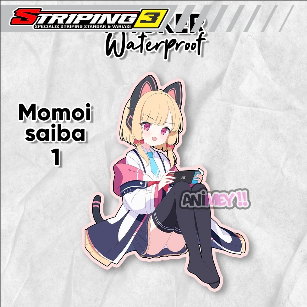 Stiker Momoi Saiba Blue Archive / Sticker Anime Waterproof