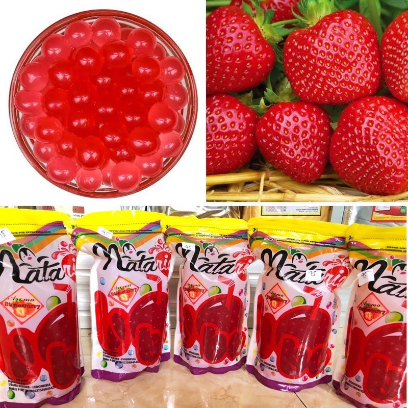 nataria popping boba strawberry 500gr di denpasar bali