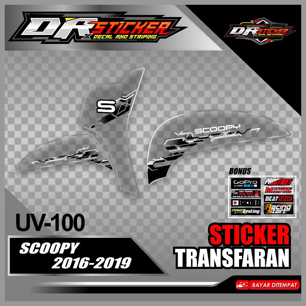 STRIPING TRANSPARAN SCOOPY 2016,2017,2018,2019 - STICKER UV LIST  HONDA SCOPY VARIASI SIMPLE