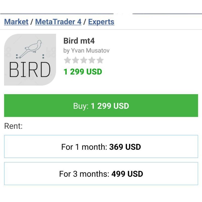 New Forex Robot Bird MT4 (No DLL)