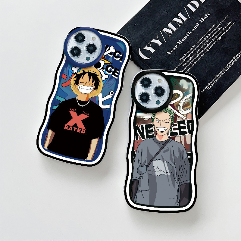 Gelombang Transparan Casing Motif Kartun Luffy Zoro Untuk iPhone 15 14 13 12 11 Pro X XR Xs Max 6 6s