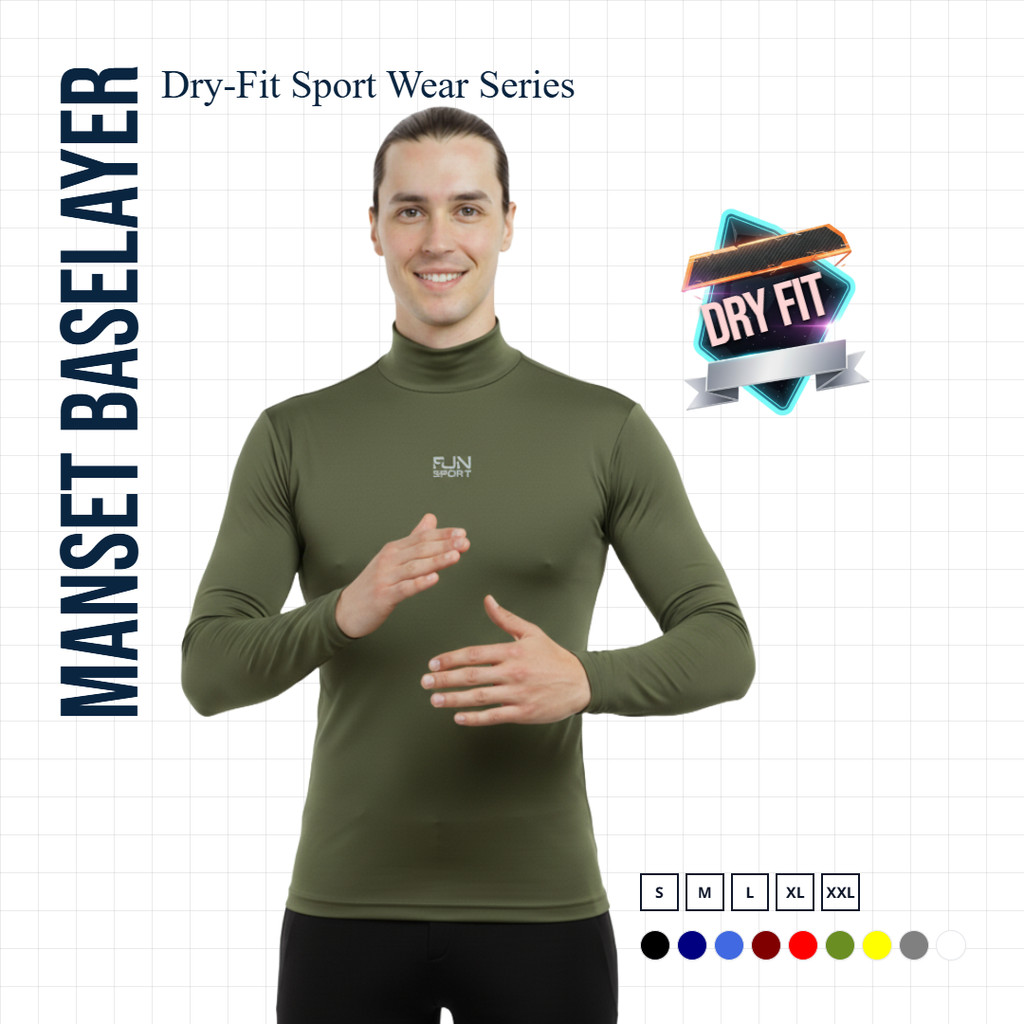 Baselayer Spandex Pria Baju Tangan Panjang Olahraga Lari Hiking Gunung