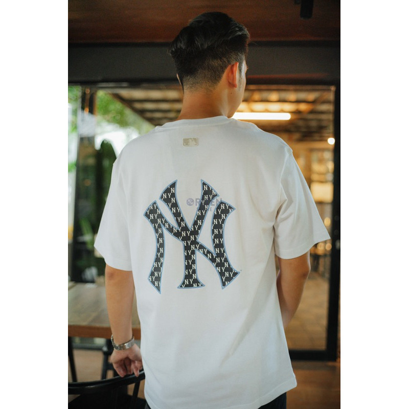 Ramadhan - COD Kaos MLB Korea NY Yankees Classic Monogram Big Lux Tee White Original T-shirt pria Un