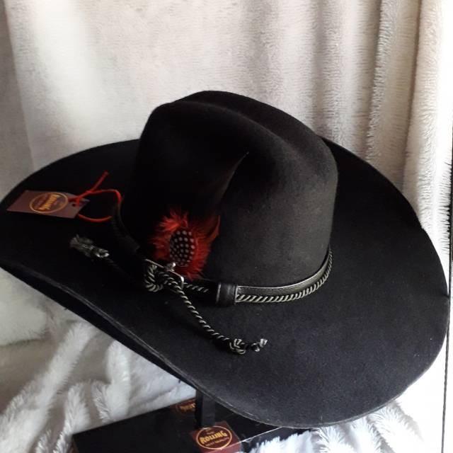 TOPI LAKEN MARLBORO IMPOR - TOPI COWBOY BAHAN WOOL IMPOR - Hitam, Not Specified