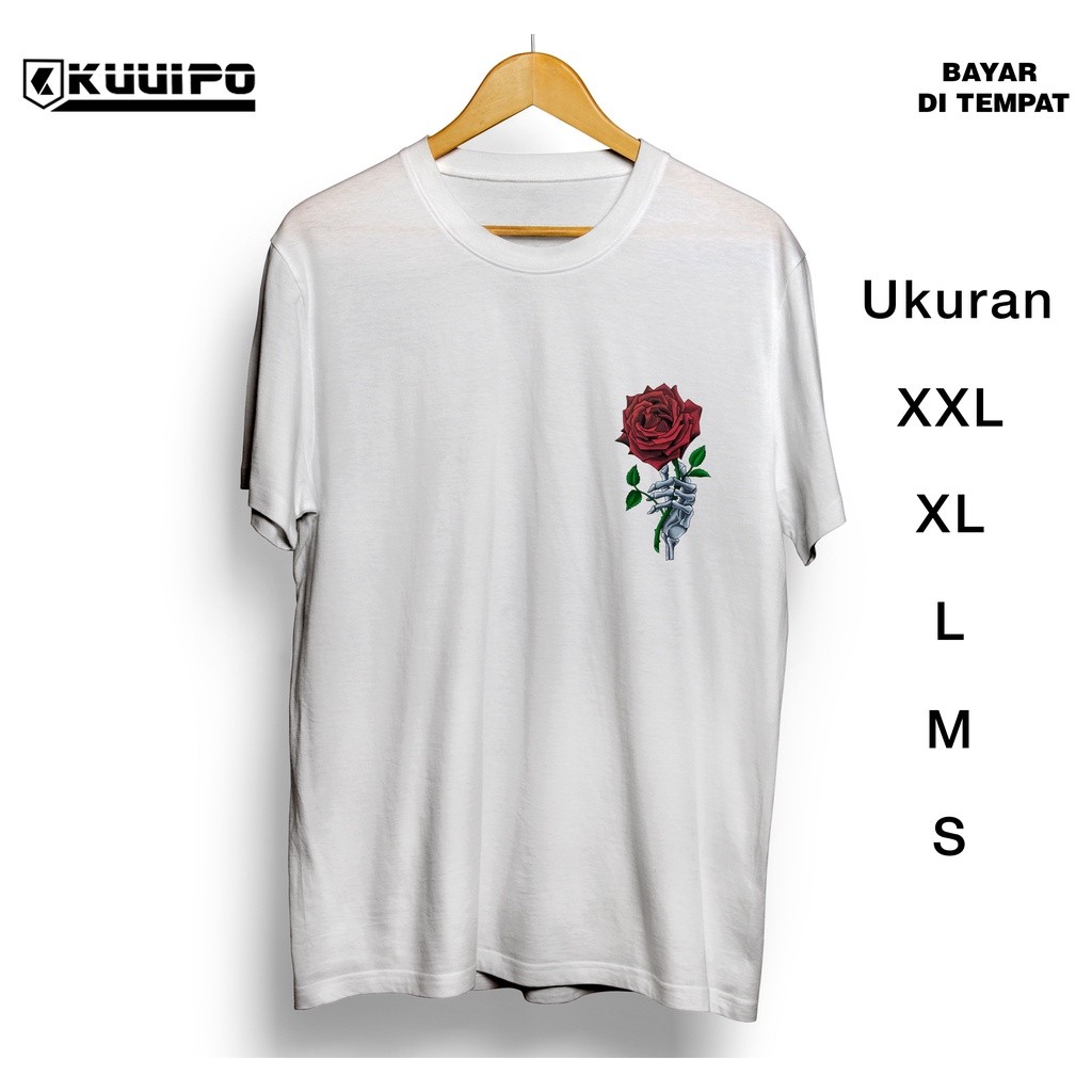 Baju kaos tengkorak bunga mawar / kaos distro cowok keren FTD