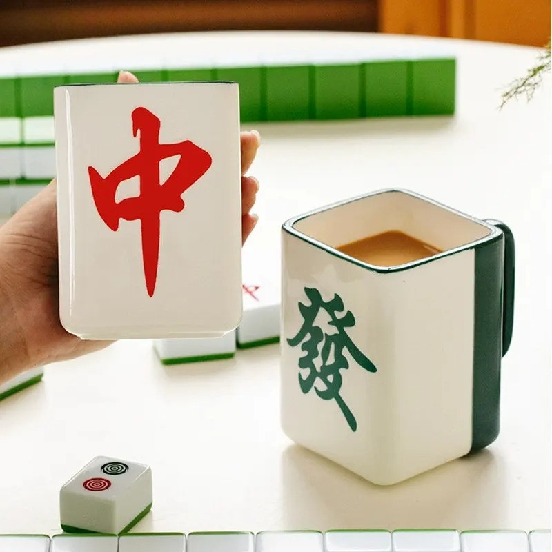 Chinese Creative Mahjong Cup Ceramic Mug Office Tea Water Cup Afternoon Tea Coffee Cup Home Fruit Ju