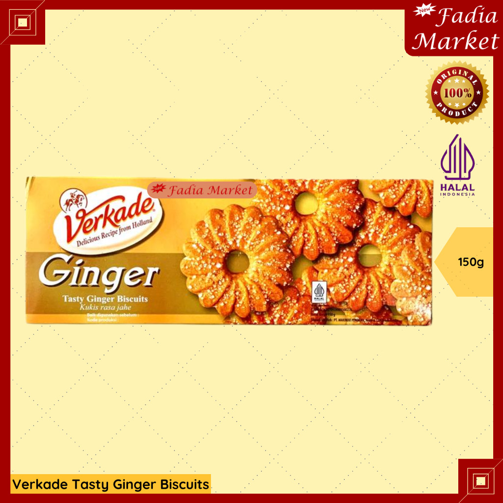 Verkade Tasty Ginger Biscuits 150g | Biskuit Jahe Renyah Belanda Original