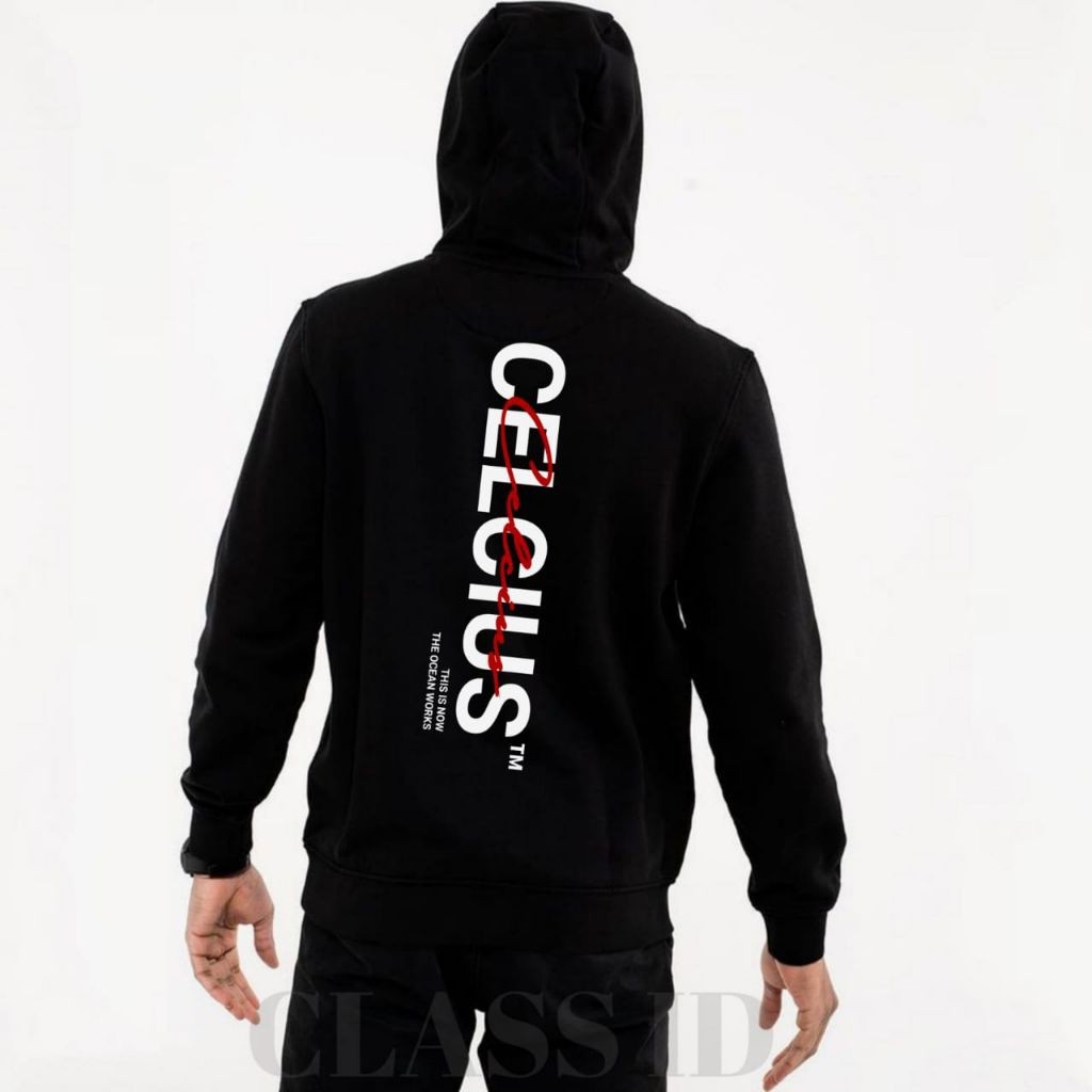 Hoodie Celcius Ocean Works Black Cotton Sweater Distro Pria Wanita (SABLON)