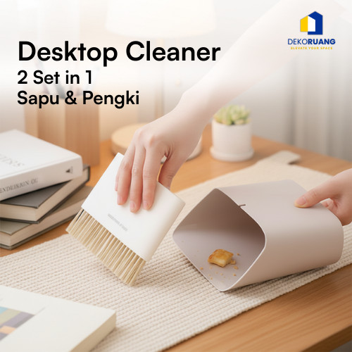 Sapu Pengki Set 2 in 1 Sapu Mini Set Serok Tempat Sampah Meja Sapu Kecil Untuk Mobil
