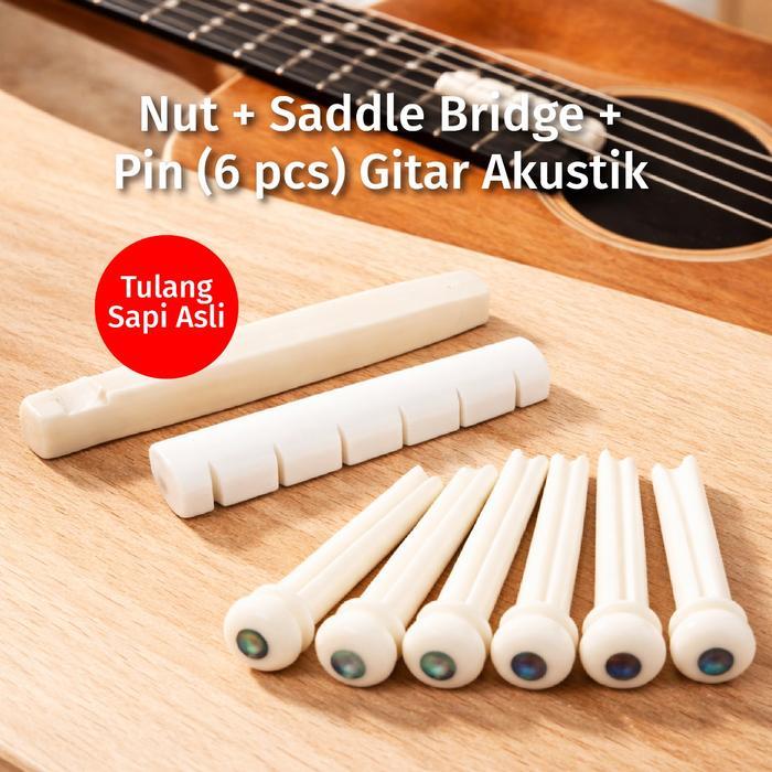 Nut Saddle Bridge Pin Tulang Sapi (6 pcs) Gitar Akustik GP-08-GCB - Gitar Akustik