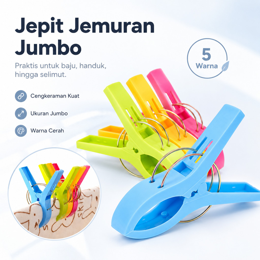 Jepit Jemuran Jumbo Penjepit Baju Handuk Selimut Plastik Besar Serbaguna