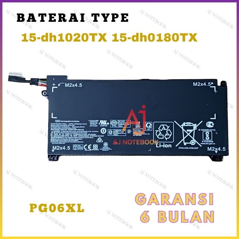 Baterai Hp Omen 15-dh1020TX 15-dh0180TX 15-dh0105TX 15-dh0000NK PG06XL -AJNB