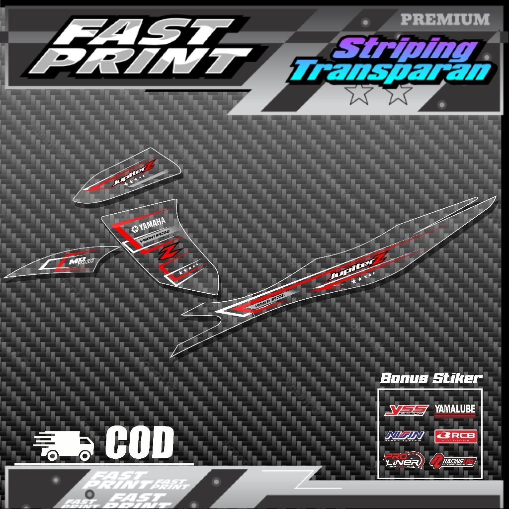 Striping transparan UV Jupiter Z,Striping Stiker motor YAMAHA Jupiter Z BURHAN TRANSPARAN