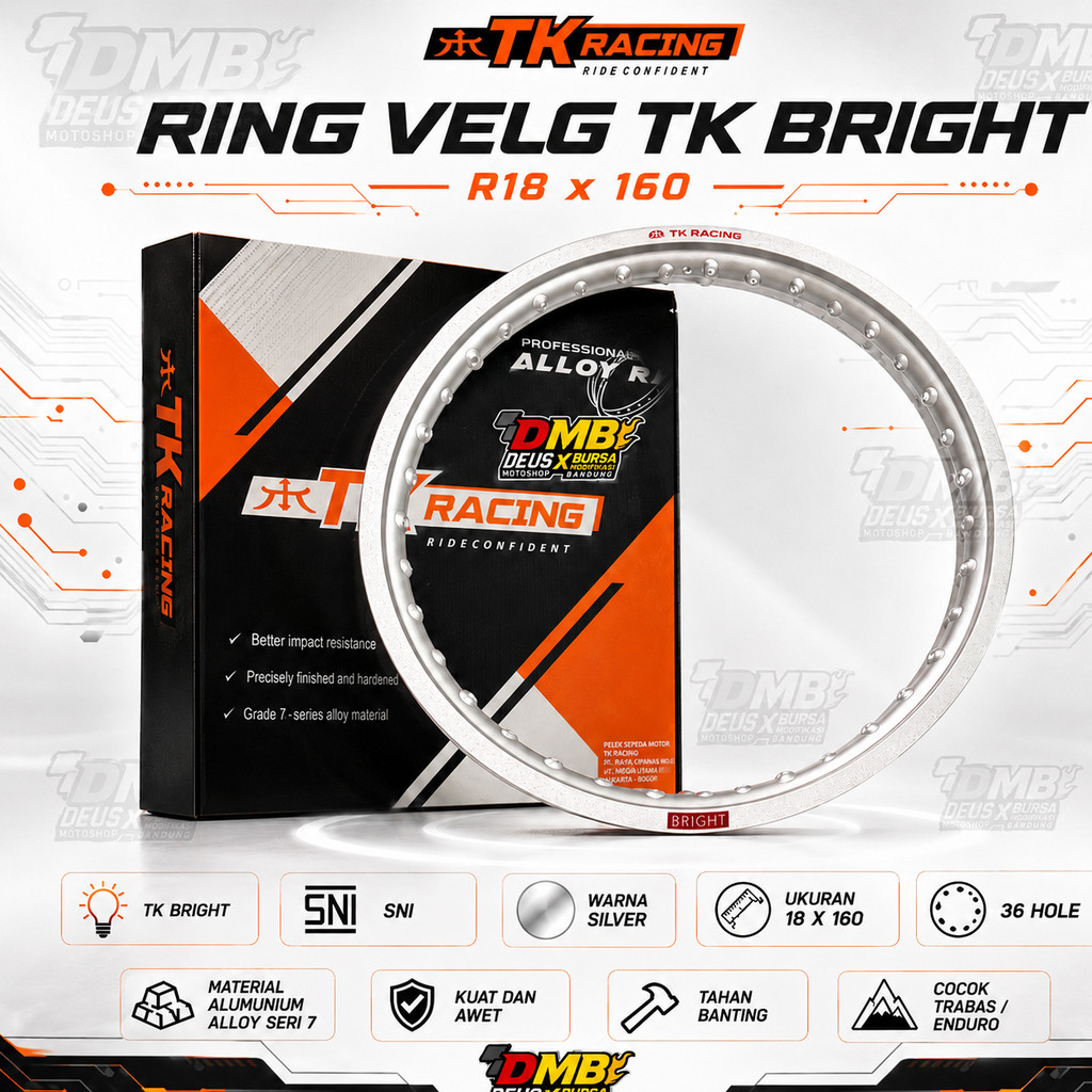 TK Racing Ring Velg TK Bright 18-160 Silver Alumunium Alloy