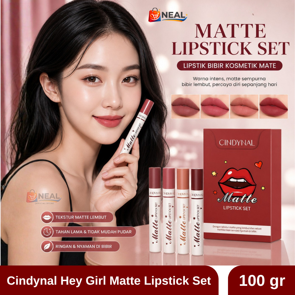Lipstik Matte Korea1 Box Isi 4 Pcs Tahan Lama Transferproof Lipstick Matte Viral - 1 BOX ISI 4 PCS