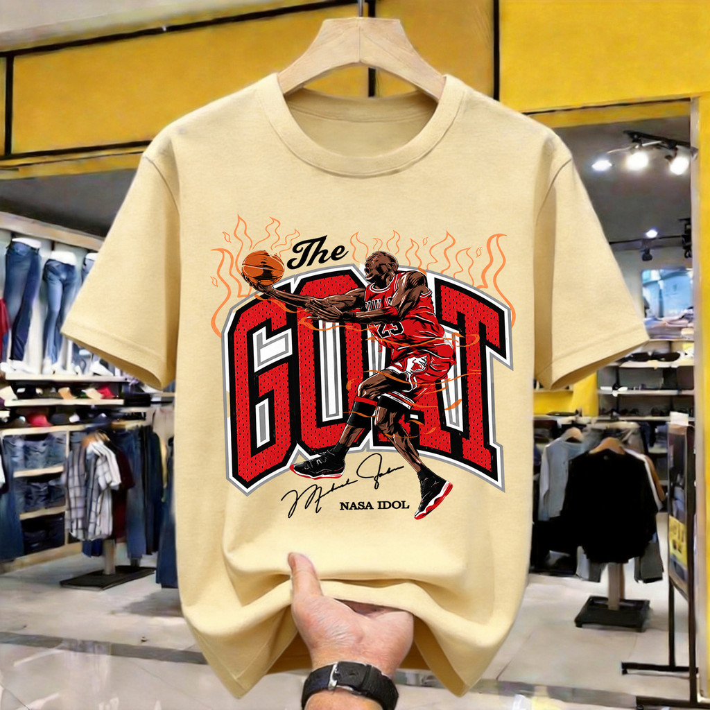The GOAT MJ Graphic Tee Kaos Polos Katun Premium Tebal 210GSM Original Indonesia Size Lengkap Loose 