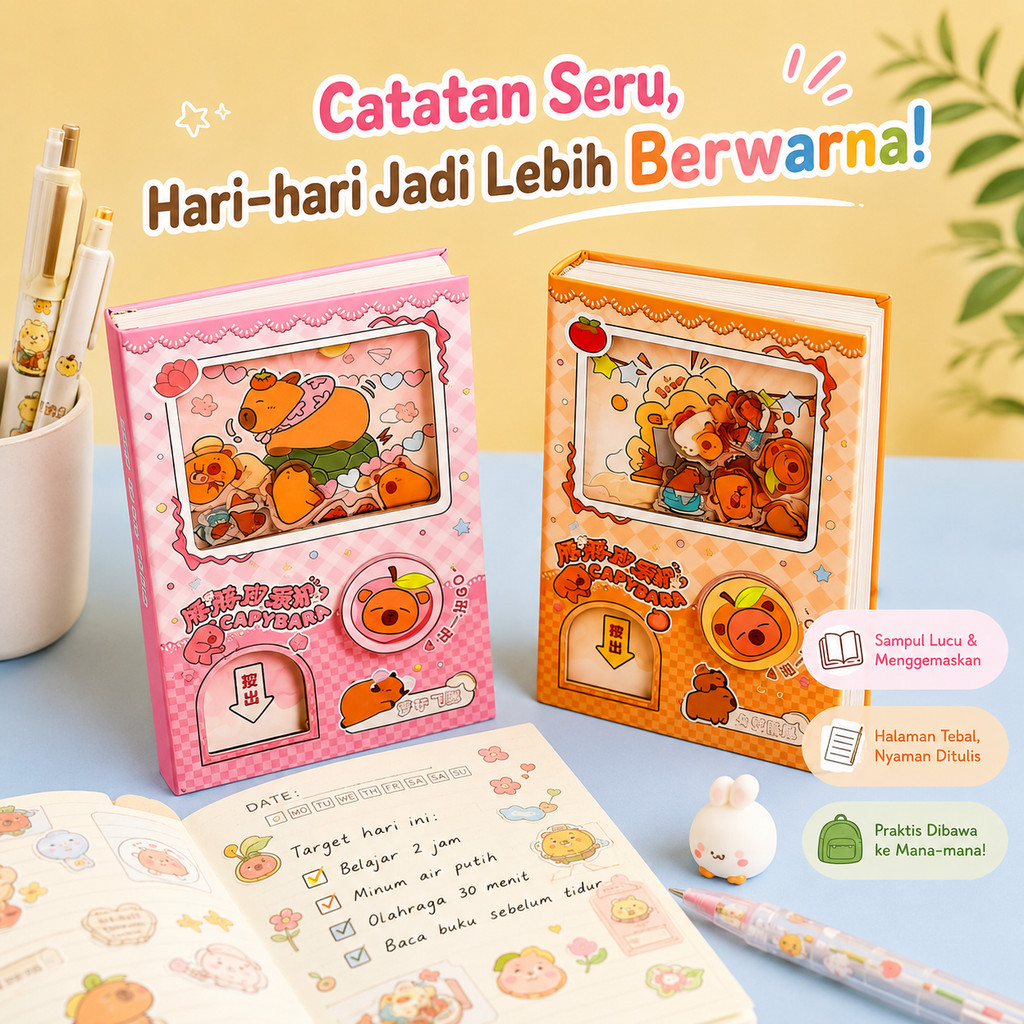 Buku Catatan Gachapon Kapibara notebook mini buku Notebook Mini/ Buku Diary Karakter/ Buku Diary/ Mi