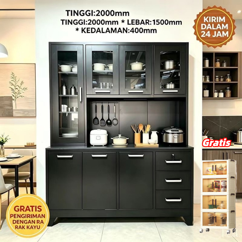 Belanja Rak Dapur, Bonus Lemari Plastik-Lemari Dapur Minimalis Rak Dapur Serbaguna Rak Penyimpanan D