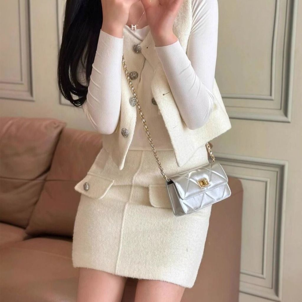 Tas Wanita Kecil Gaya Chanel Tas Telepon Mini Bahu Crossbody Tas Rantai Quilted