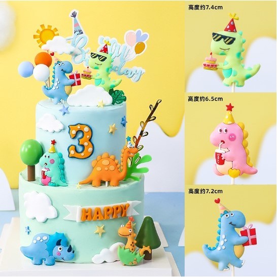 [Fs] Topper Dino Dinosaurus Trex Cute hiasan cake kue ultah ulangtahun birthday boy girl anak