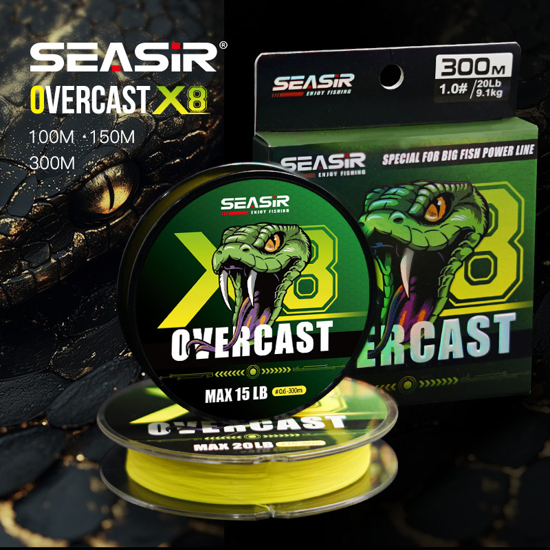 CANDUSHOP SEASIR OVERCAST PE X8 Senar Pancing (150M/300M, 6.8KG-22.7KG) Braided Fishing Lines 8 Unta